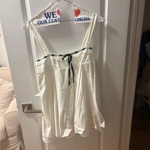 Reformation White Lace-Trim Camisole with Black Ribbon